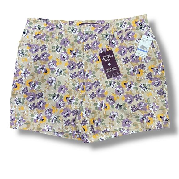 NEW Gloria Vanderbilt Floral Denim AMANDA Shorts Size 18 Classic Rise  NWT - Picture 1 of 8